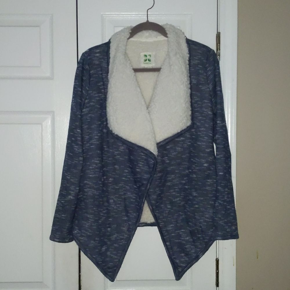 GreenTea Sherpa style space dye open front jacket super cozy Sz S